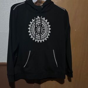 Just Be Black Sweater with White Mandala Design